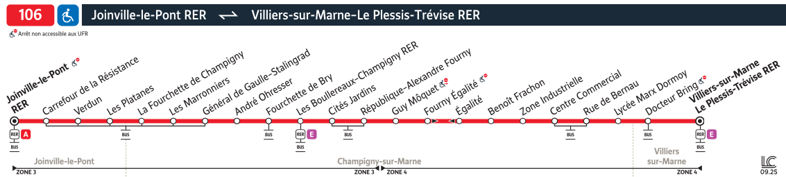 Plan busratp ligne 106, agrandir le plan