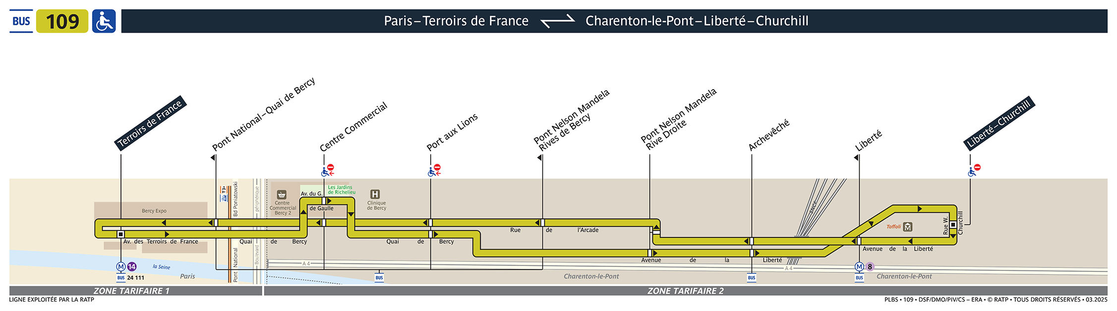 Plan busratp ligne 109, agrandir le plan