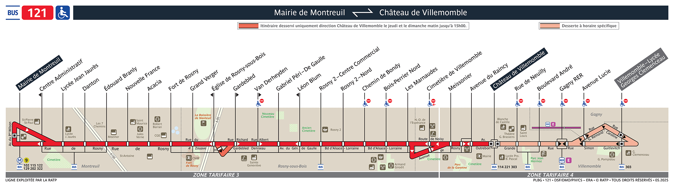 Plan busratp ligne 121, agrandir le plan