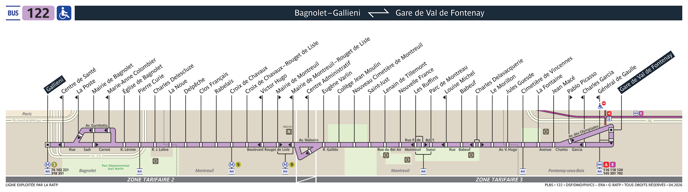 Plan busratp ligne 122, agrandir le plan