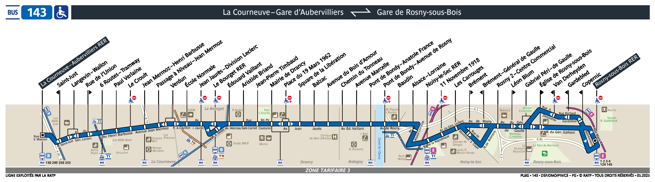 Plan busratp ligne 143, agrandir le plan