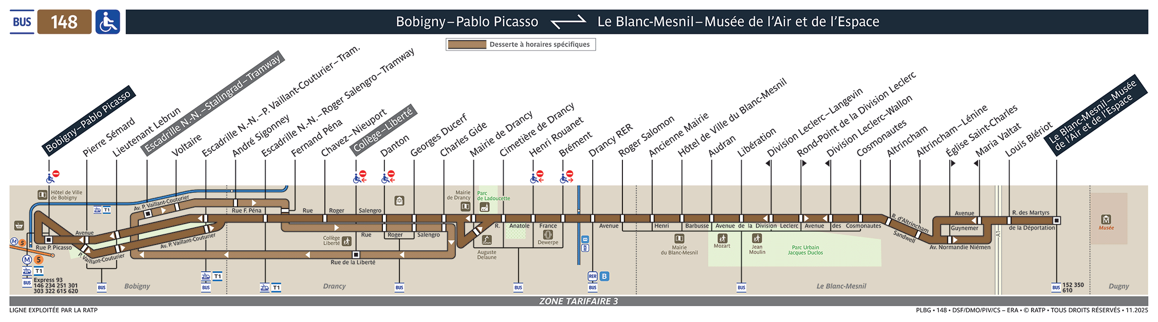 Plan busratp ligne 148, agrandir le plan