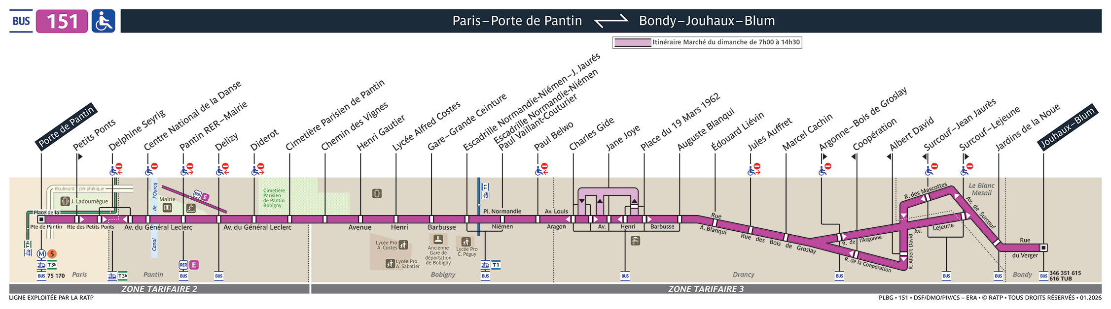 Plan busratp ligne 151, agrandir le plan