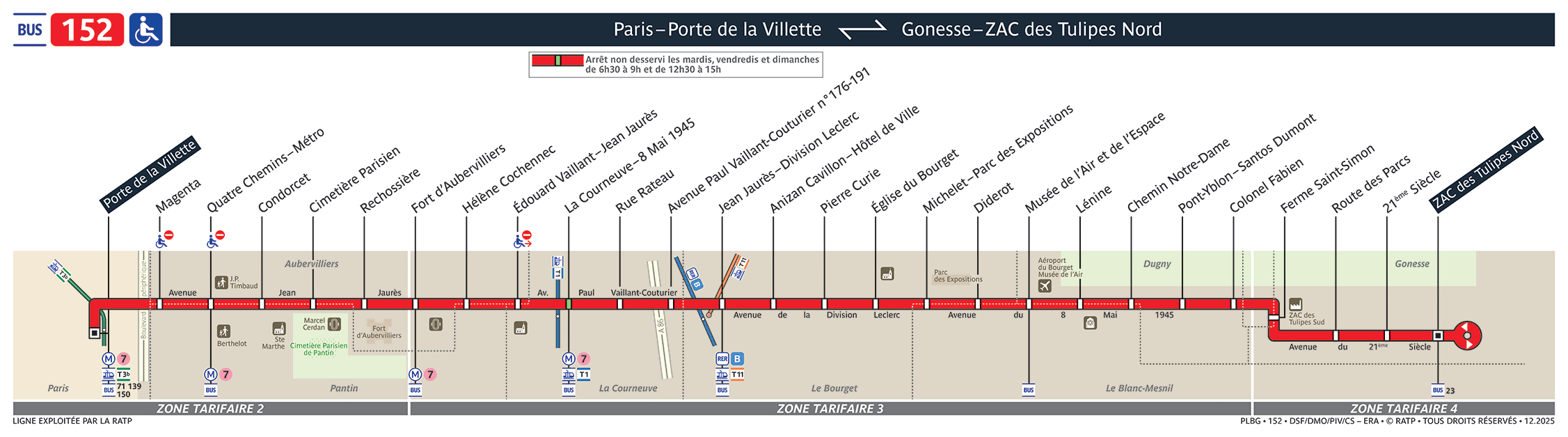 Plan busratp ligne 152, agrandir le plan