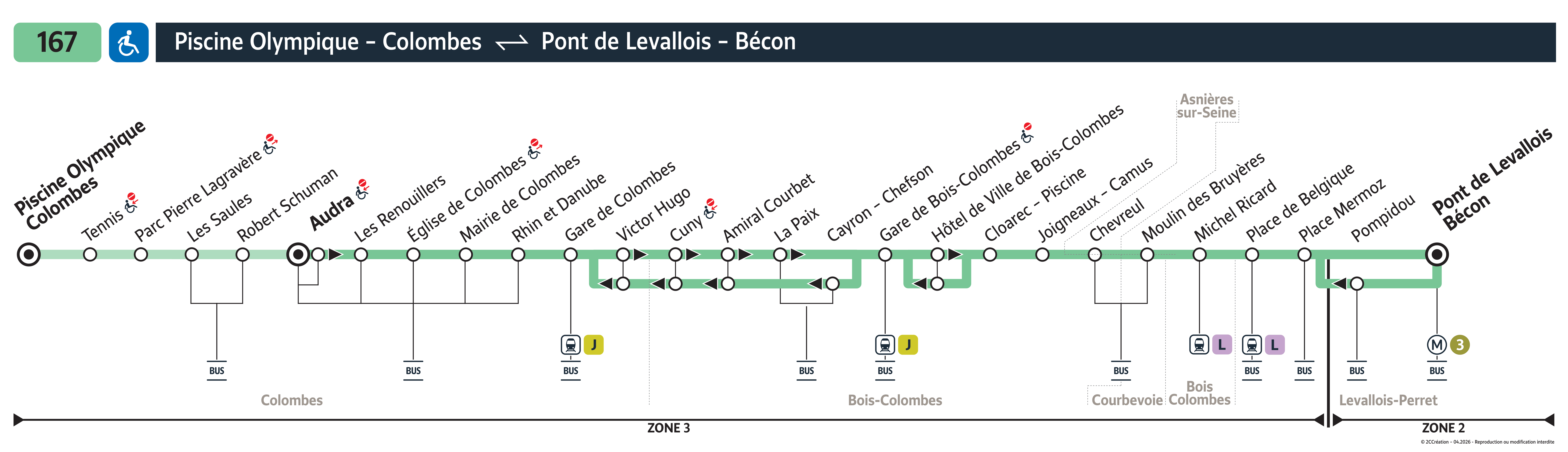 Plan busratp ligne 167, agrandir le plan