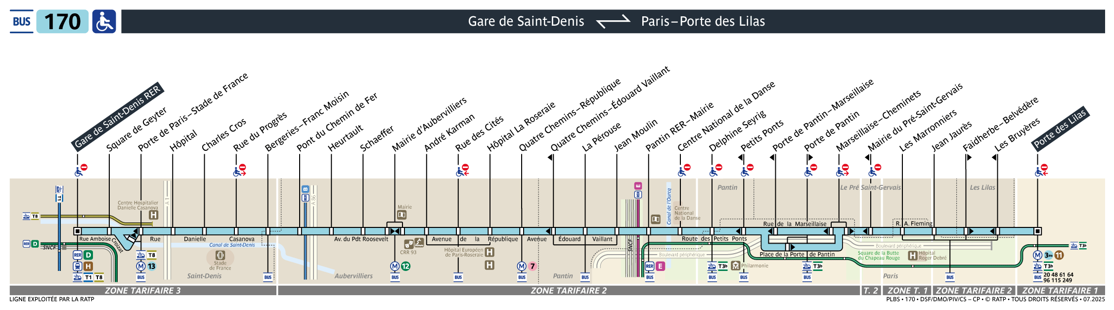 Plan busratp ligne 170, agrandir le plan