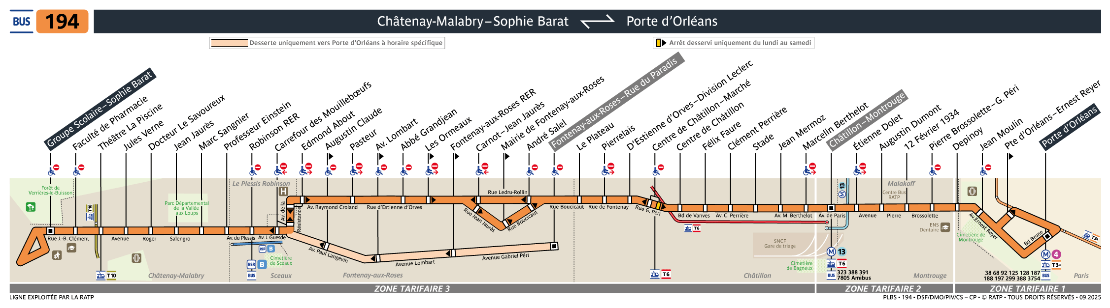 Plan busratp ligne 194, agrandir le plan