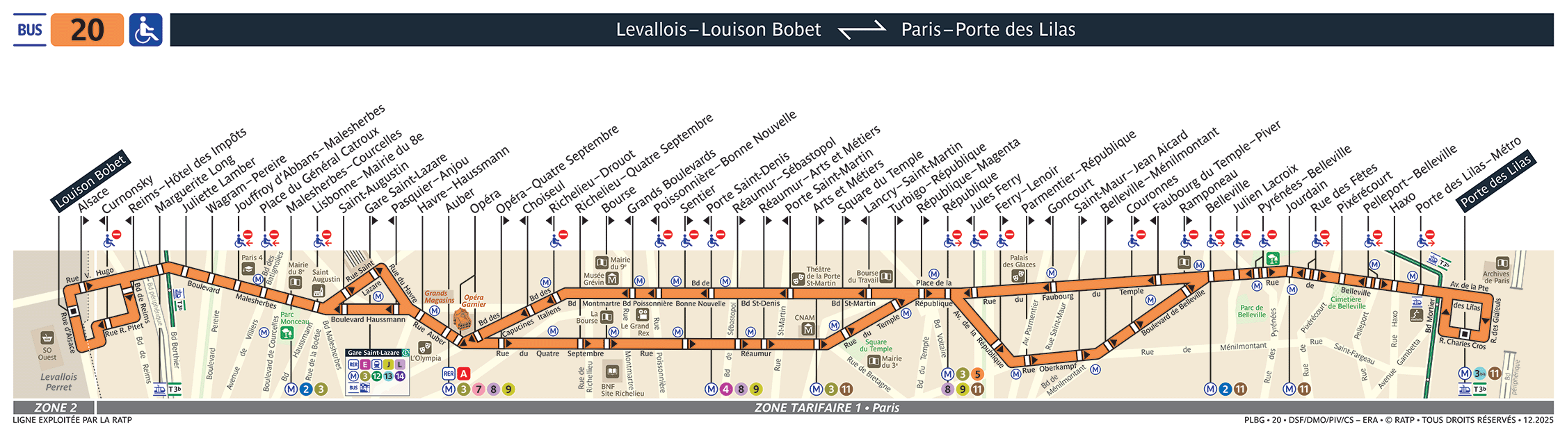Plan busratp ligne 20, agrandir le plan
