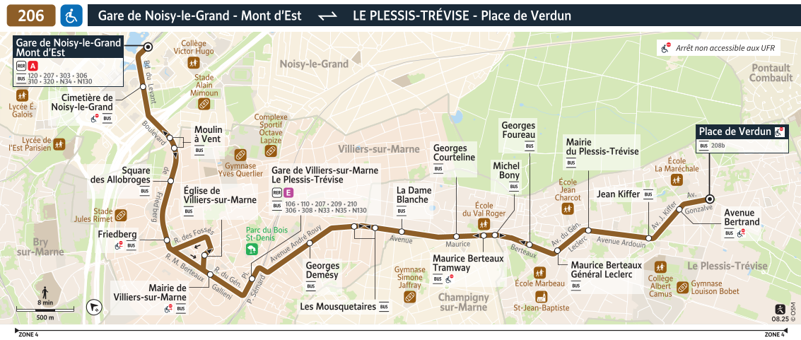 Plan busratp ligne 206, agrandir le plan