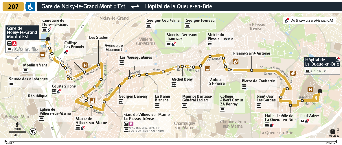 Plan busratp ligne 207, agrandir le plan