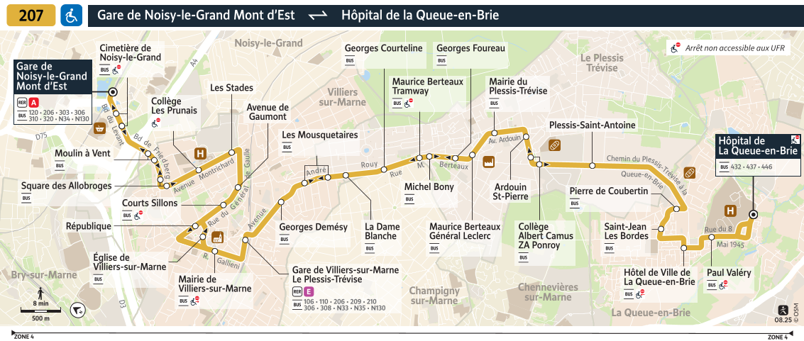 Plan busratp ligne 207, agrandir le plan