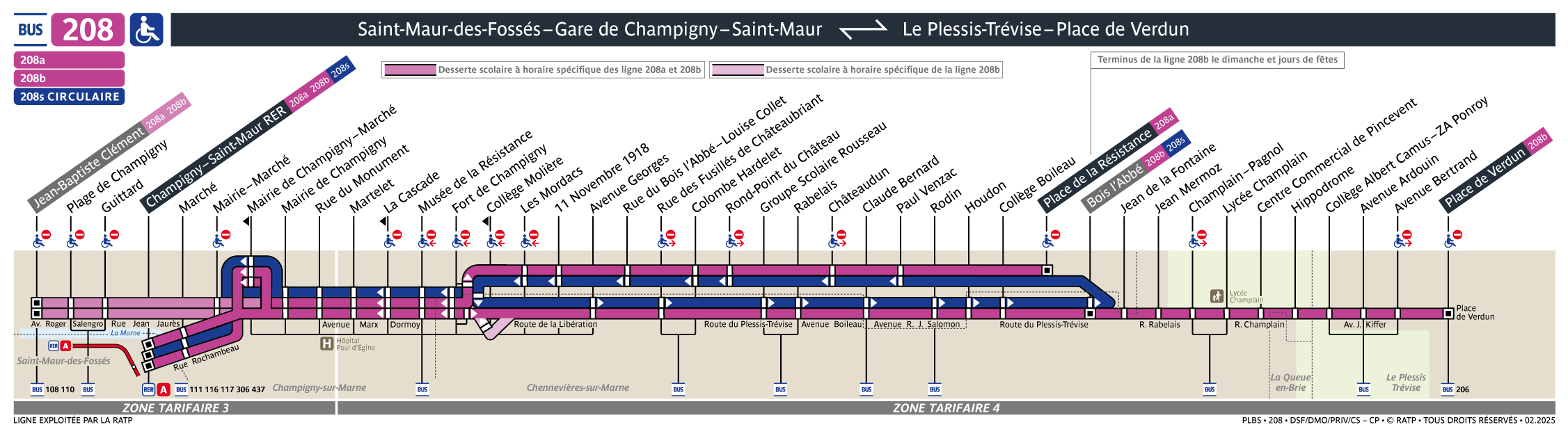 Plan busratp ligne 208, agrandir le plan