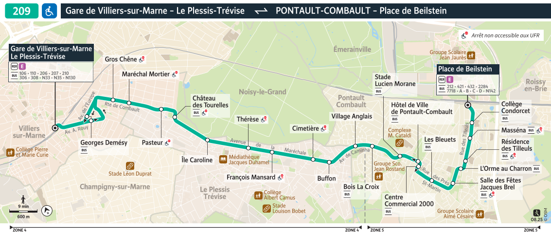 Plan busratp ligne 209, agrandir le plan