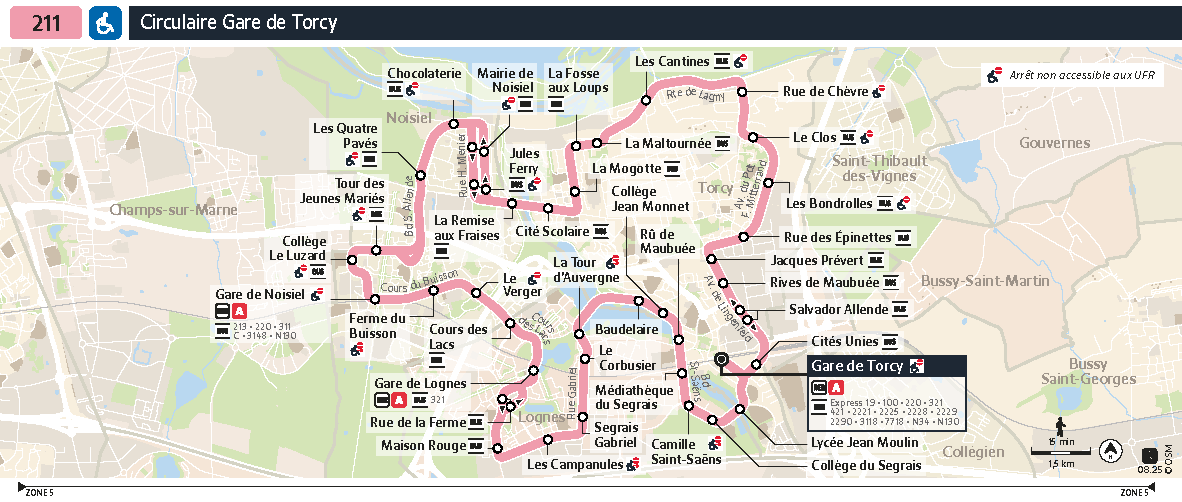 Plan busratp ligne 211, agrandir le plan
