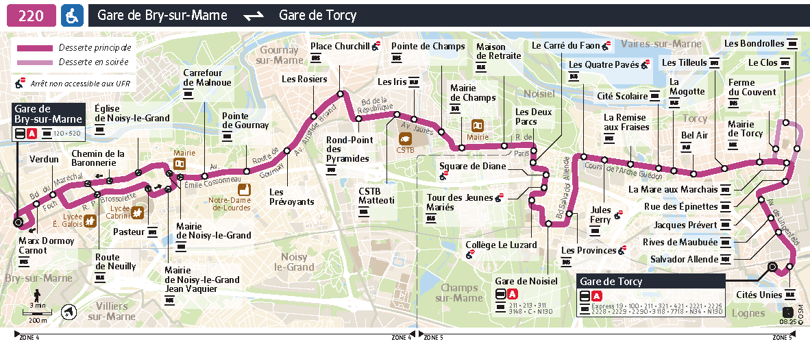 Plan busratp ligne 220, agrandir le plan
