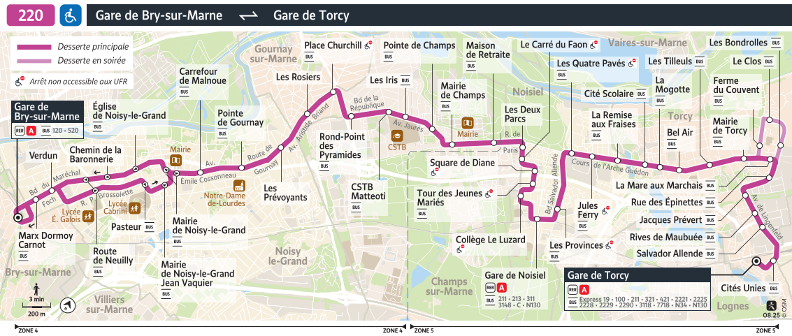 Plan busratp ligne 220, agrandir le plan