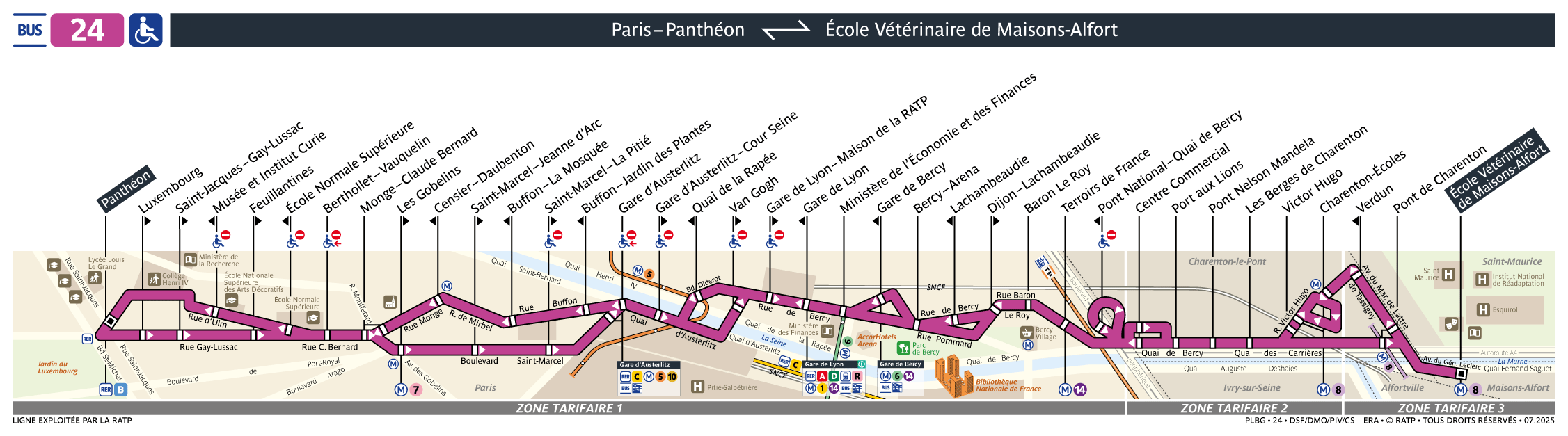 Plan busratp ligne 24, agrandir le plan