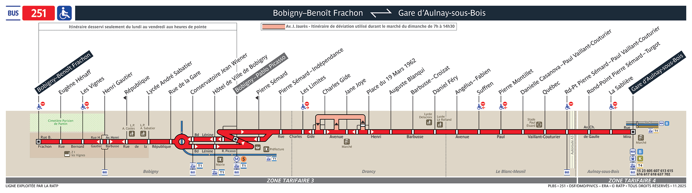 Plan busratp ligne 251, agrandir le plan
