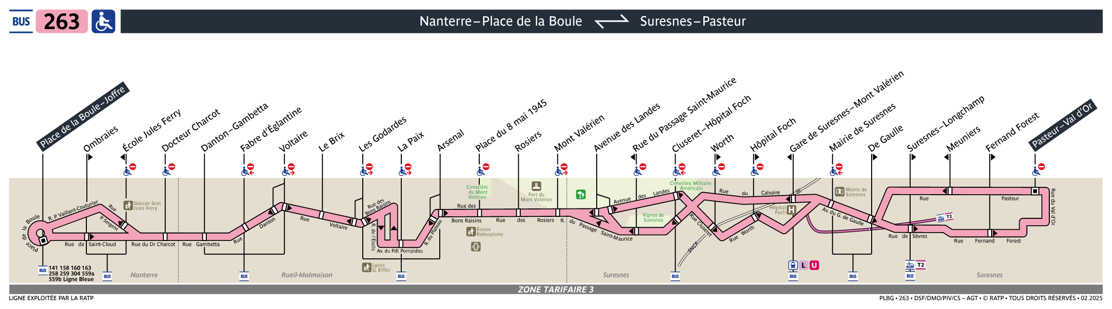 Plan busratp ligne 263, agrandir le plan