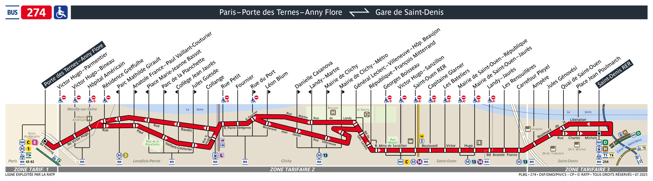 Plan busratp ligne 274, agrandir le plan