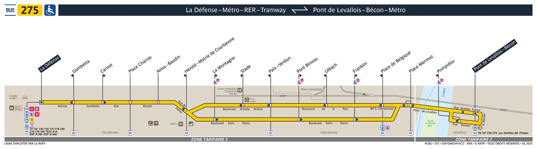 Plan busratp ligne 275, agrandir le plan
