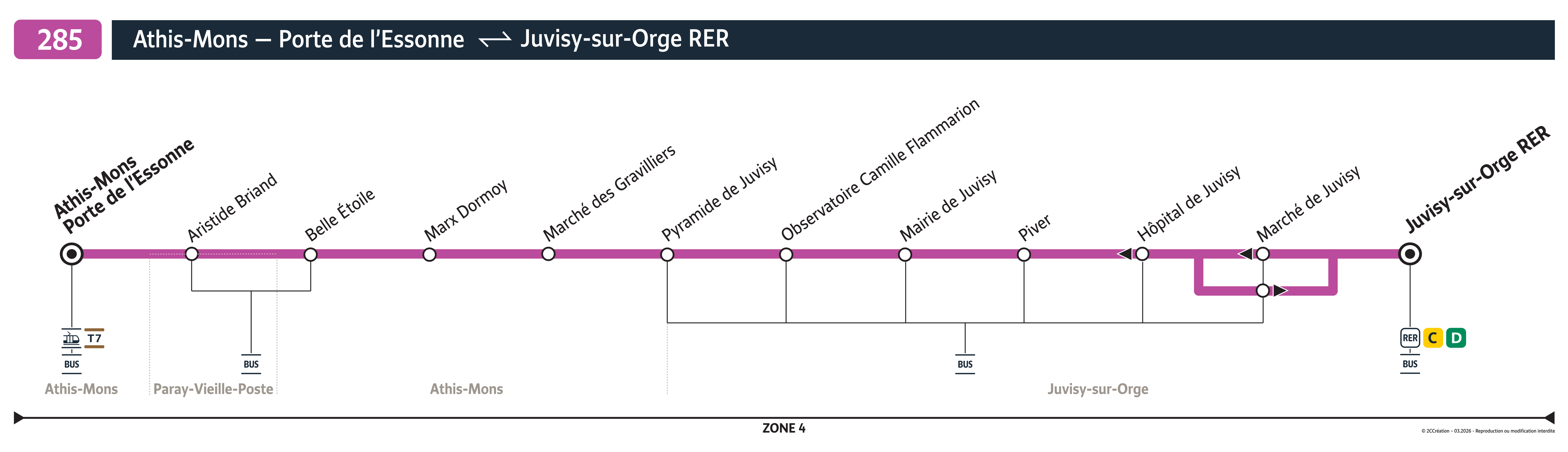 Plan busratp ligne 285, agrandir le plan