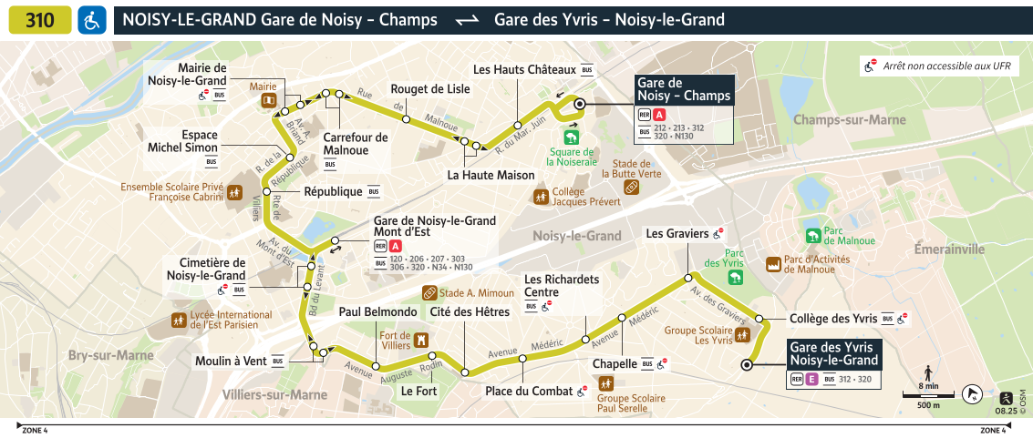 Plan busratp ligne 310, agrandir le plan
