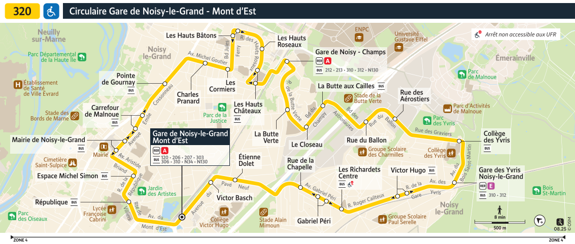 Plan busratp ligne 320, agrandir le plan