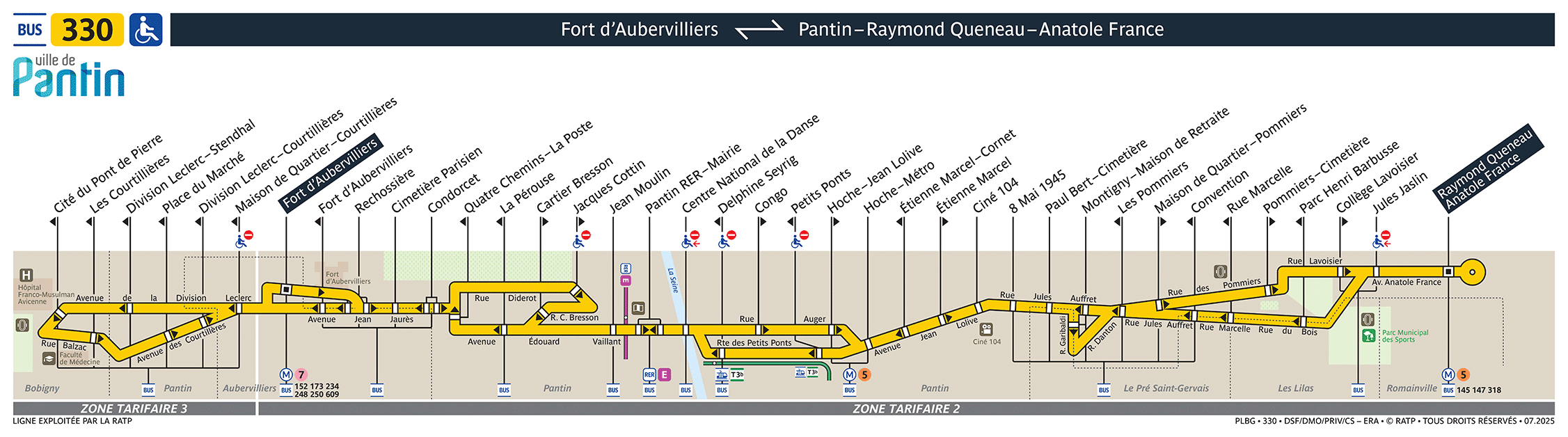 Plan busratp ligne 330, agrandir le plan