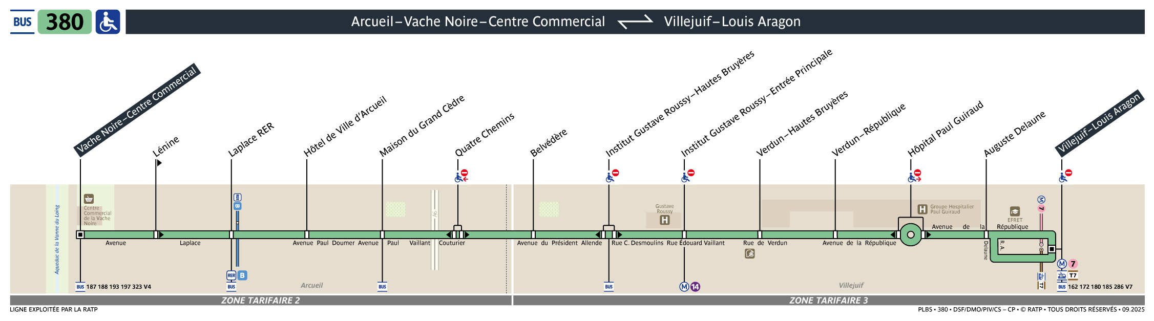 Plan busratp ligne 380, agrandir le plan