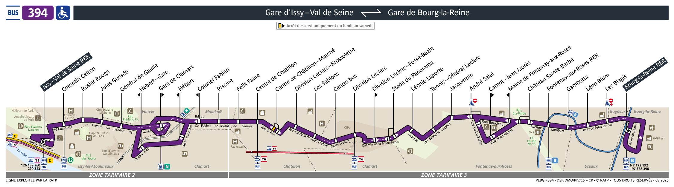 Plan busratp ligne 394, agrandir le plan
