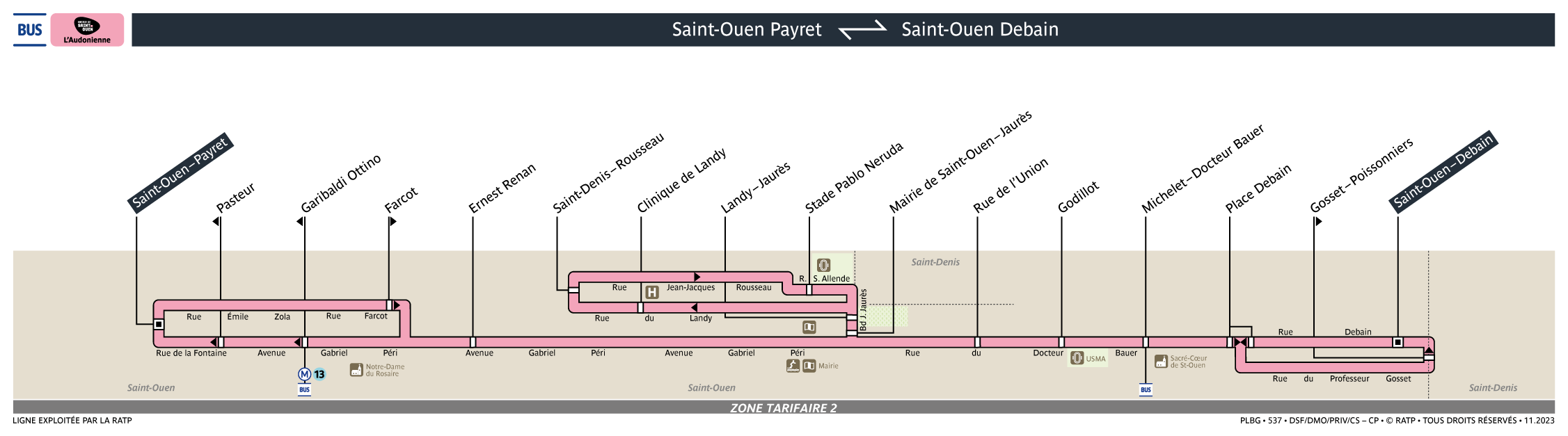Plan busratp ligne audonie, agrandir le plan