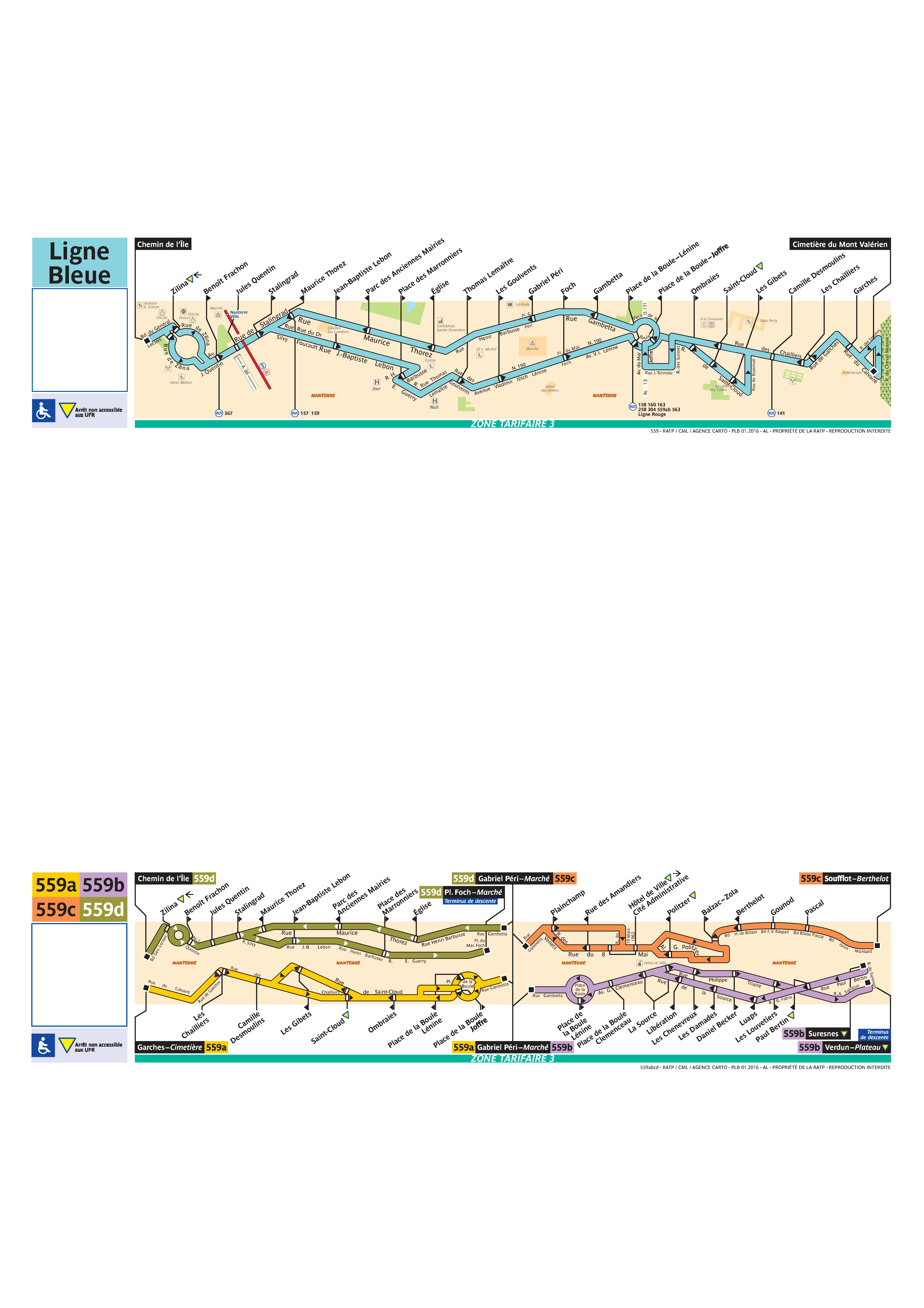 Plan busratp ligne lbleue, agrandir le plan
