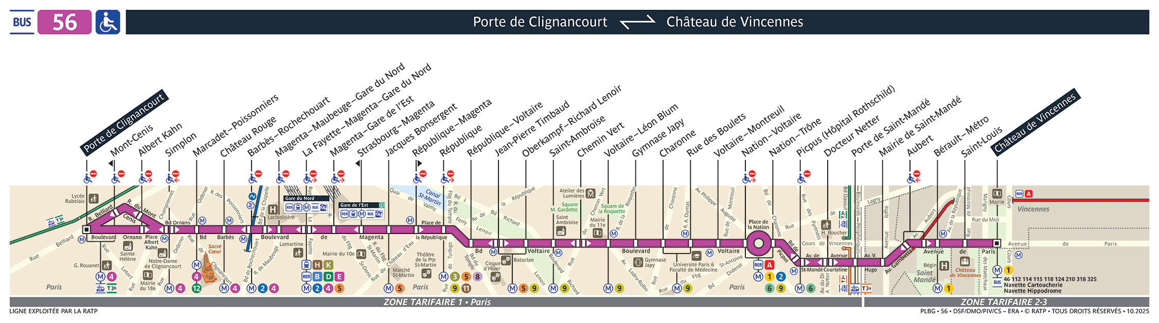 Plan busratp ligne 56, agrandir le plan