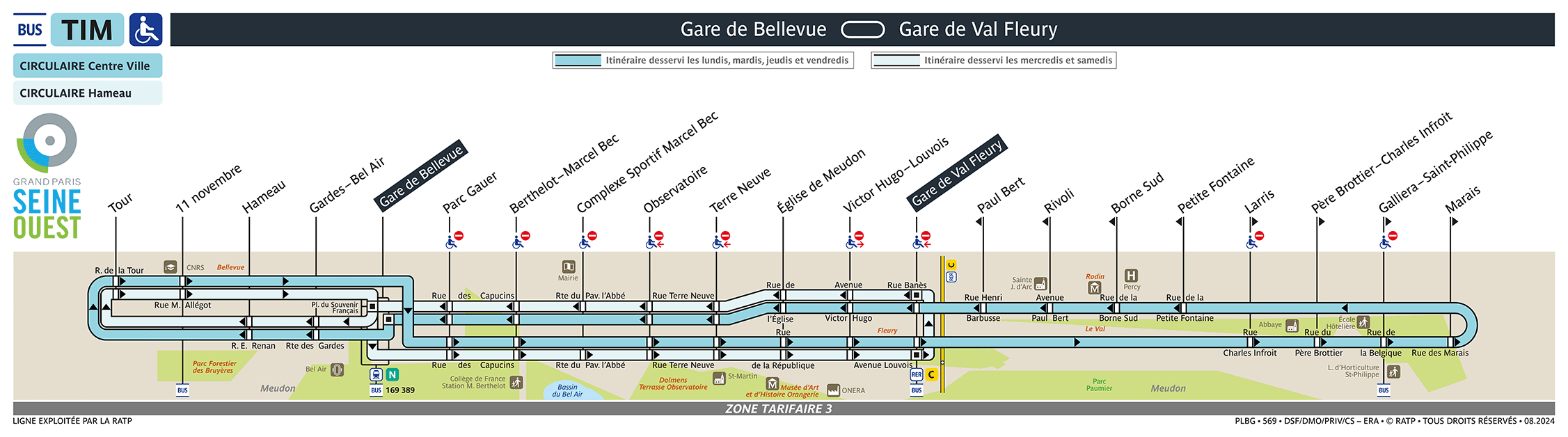 Plan busratp ligne tim, agrandir le plan