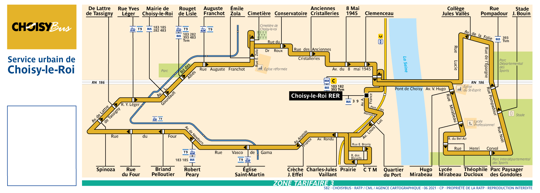 Plan busratp ligne choisyb, agrandir le plan