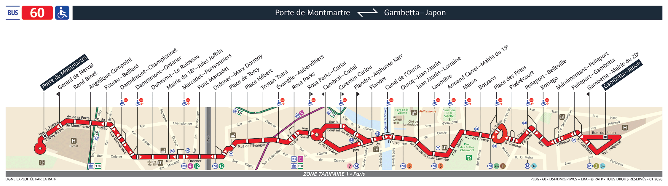 Plan busratp ligne 60, agrandir le plan