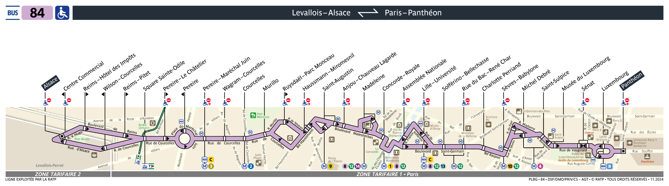 Plan busratp ligne 84, agrandir le plan