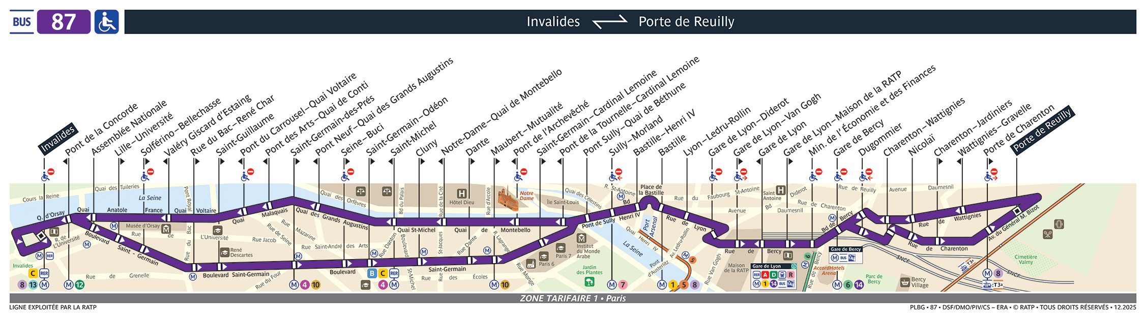 Plan busratp ligne 87, agrandir le plan
