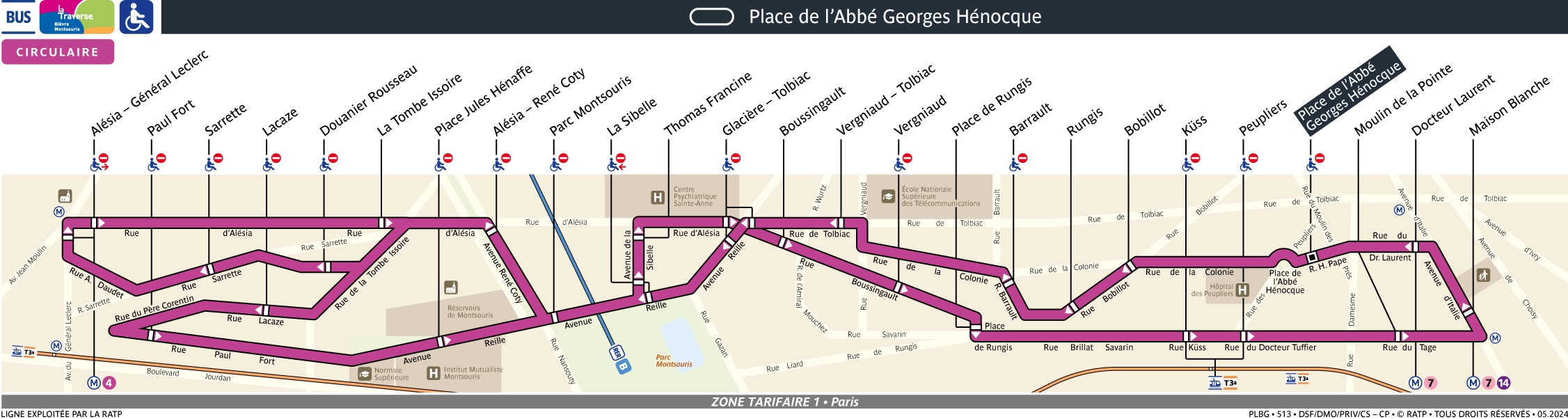 Plan busratp ligne bievres, agrandir le plan