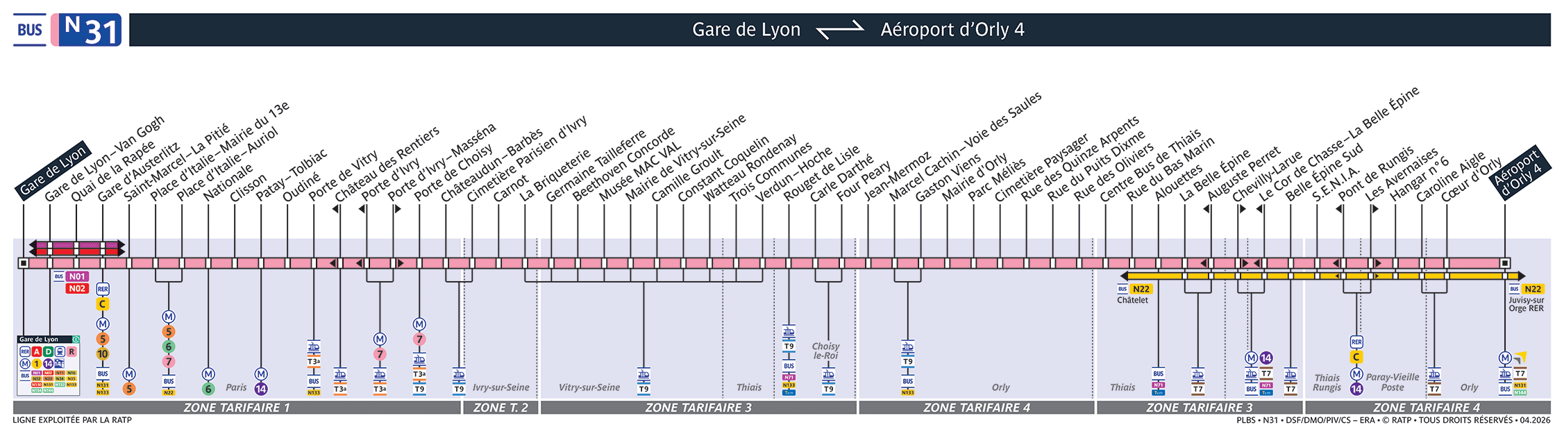 Plan noctilien ligne n31, agrandir le plan