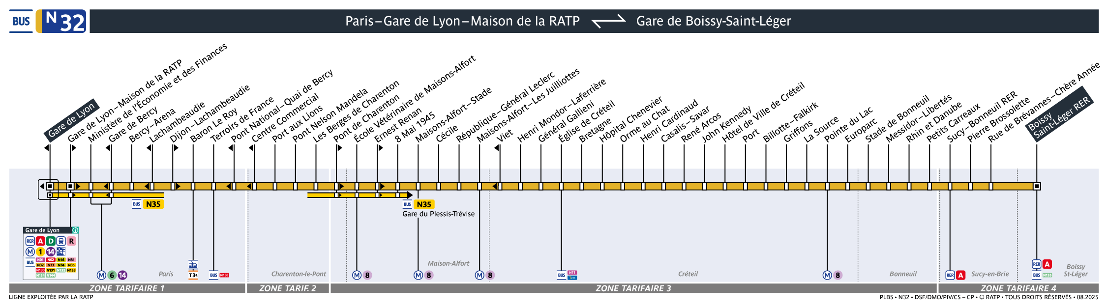 Plan noctilien ligne n32, agrandir le plan
