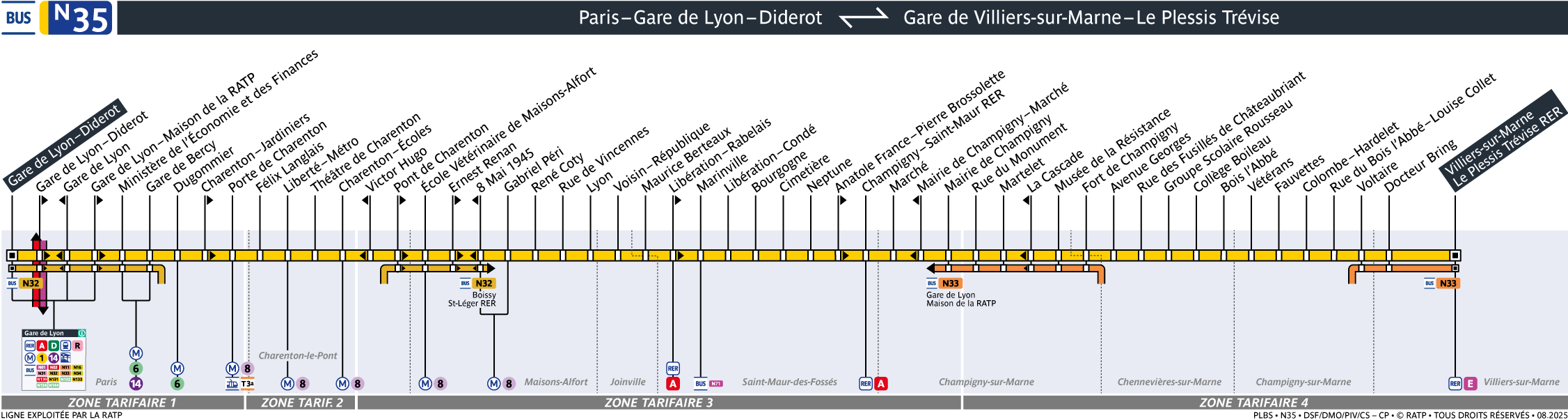 Plan noctilien ligne n35, agrandir le plan