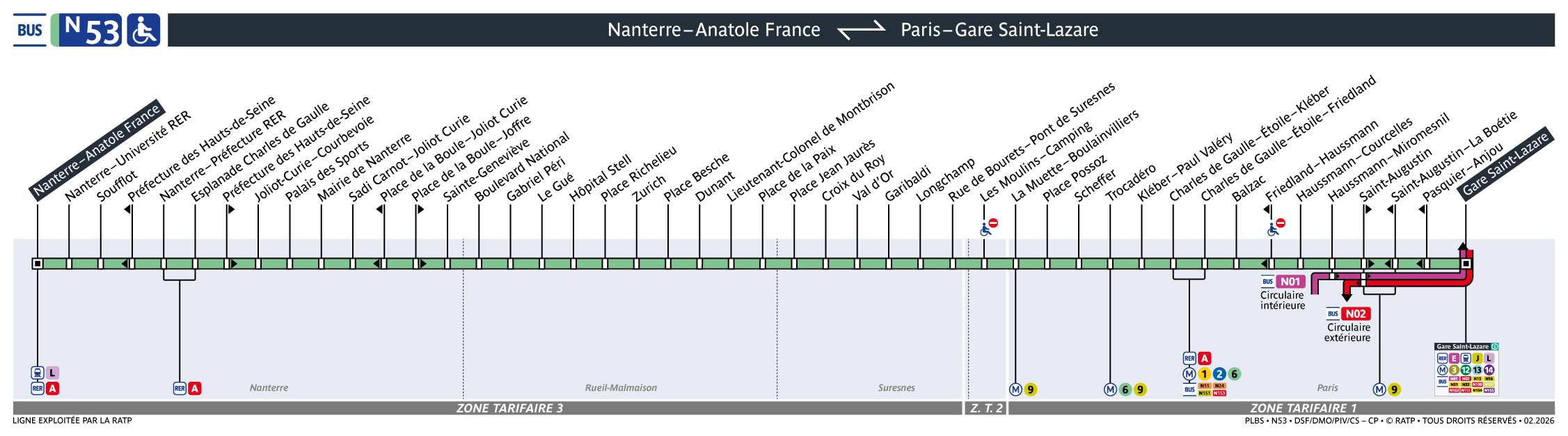 Plan noctilien ligne n53, agrandir le plan