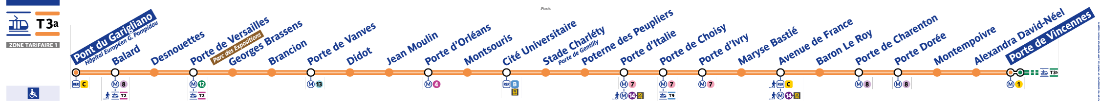 Tram T3a Map RATP