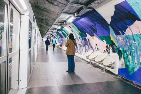 Photo prise à Châtelet (ligne 4) suite au travail des artistes